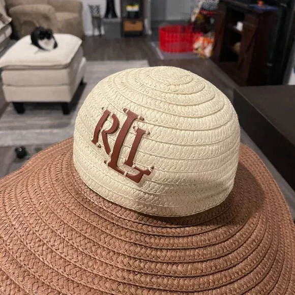 Ralph Lauren Woven Sun Hat With Leather/Floppy Beach Hat - Picture 2 of 7